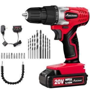 AVID POWER 20V MAX Lithium lon Cordless Drill Set, Power Drill Kit with Battery and Charger, 3/8-Inch Keyless Chuck, Variable Speed, 16 Position and 22pcs Drill Bits (Red) AVID POWER 20V MAX Lithium lon Cordless Drill Set, Power Drill Kit with Battery and Charger, 3/8-Inch Keyless Chuck, Variable Speed, 16 Position and 22pcs Drill Bits (Red)