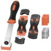 3 Pack Razor Blade Scraper Set, Includes 30 Plastic & 30 Metal Blades, Multi-Purpose Tool for Glass, Cooktop, Sticker Removal, Paint & Gum Cleaning (Orange) 3 Pack Razor Blade Scraper Set, Includes 30 Plastic & 30 Metal Blades, Multi-Purpose Tool for Glass, Cooktop, Sticker Removal, Paint & Gum Cleaning (Orange)
