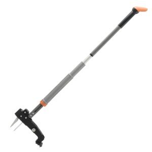 47 Inch Weed Puller Tool, 4 Claw Stand Up Weed Puller Tool, Heavy Duty Gardening Weed Hand Remover, Adjustable Weed Puller for Yard Outdoor. Without Bending, Pulling, or Kneeling