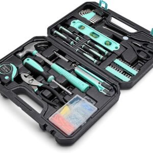 Amazon Basics Household Tool Kit With Storage Case, 142 Piece, Turquoise, 13.39 x 9.25 x 2.95 inch Amazon Basics Household Tool Kit With Storage Case, 142 Piece, Turquoise, 13.39 x 9.25 x 2.95 inch