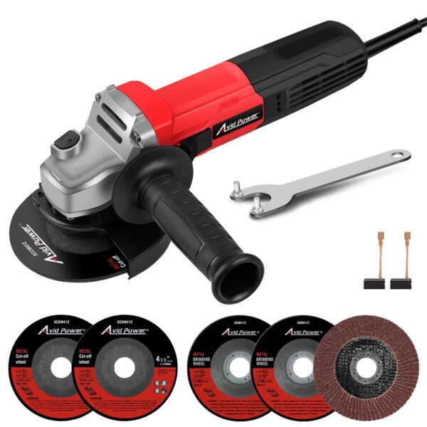 AVID POWER Angle Grinder, 7.5-Amp 4-1/2 inch Electric Grinder Power Tools with Grinding and Cutting Wheels, Flap Disc and Auxiliary Handle for Cutting, Grinding, Polishing and... AVID POWER Angle Grinder, 7.5-Amp 4-1/2 inch Electric Grinder Power Tools with Grinding and Cutting Wheels, Flap Disc and Auxiliary Handle for Cutting, Grinding, Polishing and...