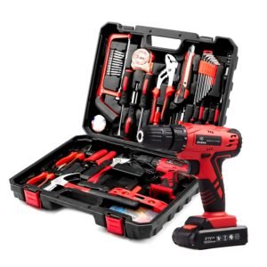 Dedeo Tool Set with Drill, Cordless Hammer Drill Tool Kit 110Pcs Household Power Tools Drill Set with 21V Li-Ion Battery & Charger for Home Tool Kit Dedeo Tool Set with Drill, Cordless Hammer Drill Tool Kit 110Pcs Household Power Tools Drill Set with 21V Li-Ion Battery & Charger for Home Tool Kit