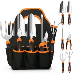 Gardening Tool Set, CHRYZTAL Stainless Steel Heavy Duty Gardening Tool Set, with Non-Slip Rubber Grip, Storage Tote Bag, Outdoor Hand Tools, Ideal Gardening Gifts for Women Gardening Tool Set, CHRYZTAL Stainless Steel Heavy Duty Gardening Tool Set, with Non-Slip Rubber Grip, Storage Tote Bag, Outdoor Hand Tools, Ideal Gardening Gifts for Women