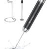 Maestri House Rechargeable Milk Frother with Stepless Speed Control, LunaFro Max Handheld Electric Foam Maker Waterproof Drink Mixer Foamer with Stand & Detachable Whisks for...