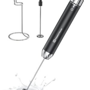 Maestri House Rechargeable Milk Frother with Stepless Speed Control, LunaFro Max Handheld Electric Foam Maker Waterproof Drink Mixer Foamer with Stand & Detachable Whisks for...