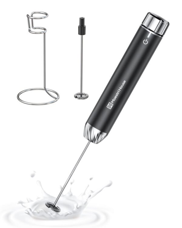 Maestri House Rechargeable Milk Frother with Stepless Speed Control, LunaFro Max Handheld Electric Foam Maker Waterproof Drink Mixer Foamer with Stand & Detachable Whisks for... Maestri House Rechargeable Milk Frother with Stepless Speed Control, LunaFro Max Handheld Electric Foam Maker Waterproof Drink Mixer Foamer with Stand & Detachable Whisks for...