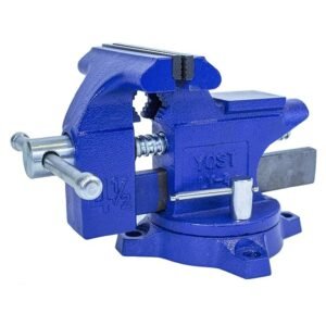 Yost Vises LV-4 Homeowner's Vise | 4.5 Inch Jaw Width with a 3 Inch Jaw Opening Home Vise | Secure Grip with Swivel Base | Blue Yost Vises LV-4 Homeowner's Vise | 4.5 Inch Jaw Width with a 3 Inch Jaw Opening Home Vise | Secure Grip with Swivel Base | Blue